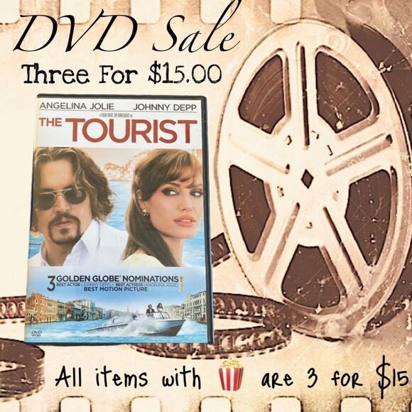 🍿3/$15 DVD The Tourist Starring Johnny Depp and Angelina Jolie Rated PG 13 - Picture 1 of 13